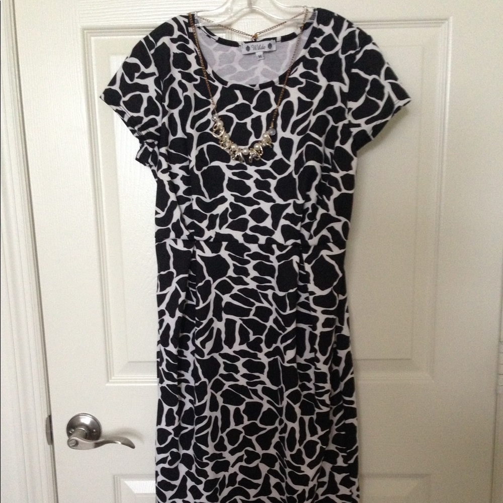 Printed Black & White Dress